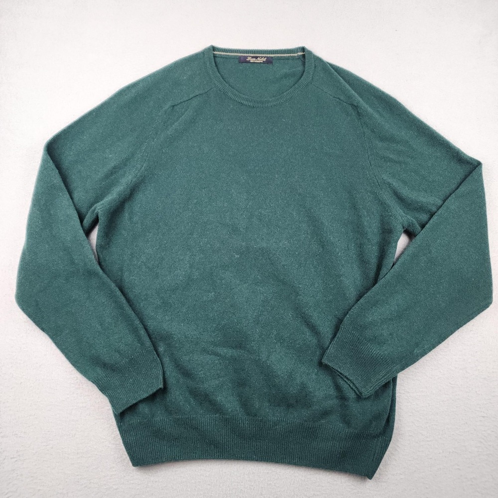 Luca Nobili Sweater Mens Medium Green 100% Cashmere Crewneck Pullover Knit Italy